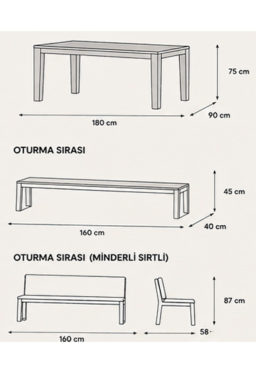 Kyme Ahşap Bahçe Masa Sandalye Takımı