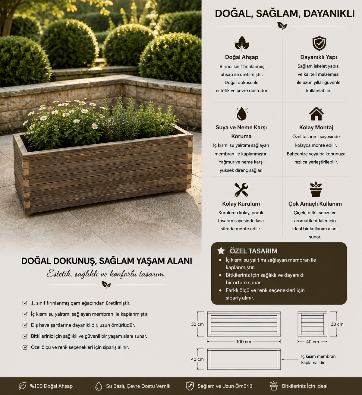 Ahşap Saksı 10